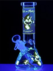 Glow in the Dark R&M Squanchy Glass Beaker Bong 19 cm