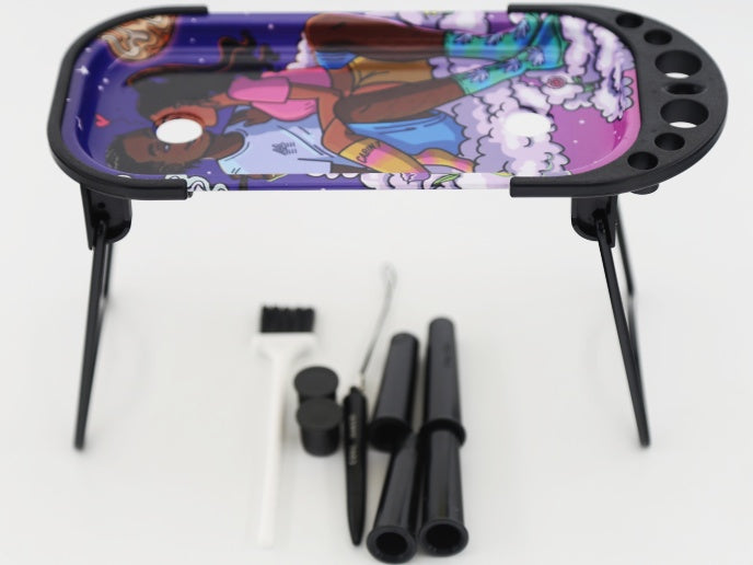 Large Metal Rolling Tray Cone Loader & Filler w/Foldable Stand Cabin Originals