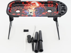 Large Metal Rolling Tray Cone Loader & Filler w/Foldable Stand Undying Love