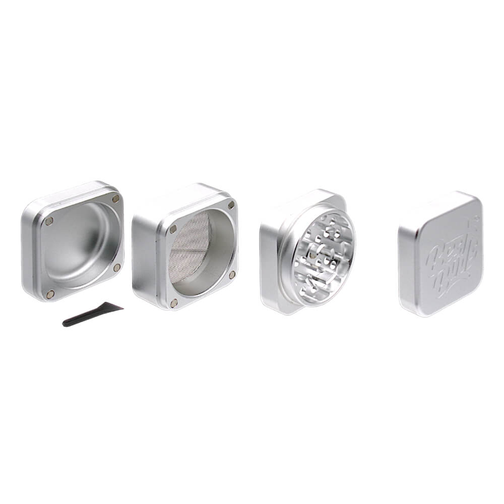 Best Buds The Cube Aluminium Grinder Silver 4 Parts (50mm)