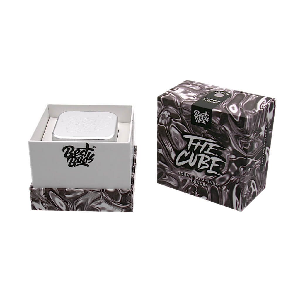 Best Buds The Cube Aluminium Grinder Silver 4 Parts (50mm)
