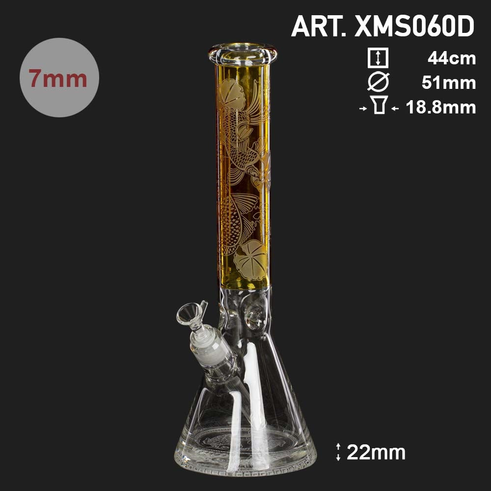 Amsterdam | Limited Edition Carved Koi Beaker Bong - H:41cm - Ø:50mm SG:18.8mm - 7mm thickness
