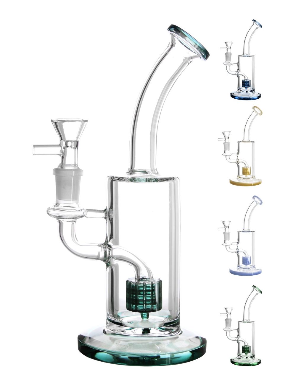 Straight Cilinder Glass Bong with Percolator 24 cm Assorted colours