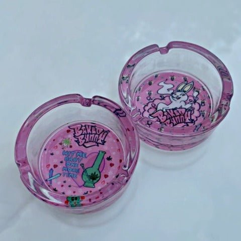 Baked Bunny Pink Round Glass Ashtray