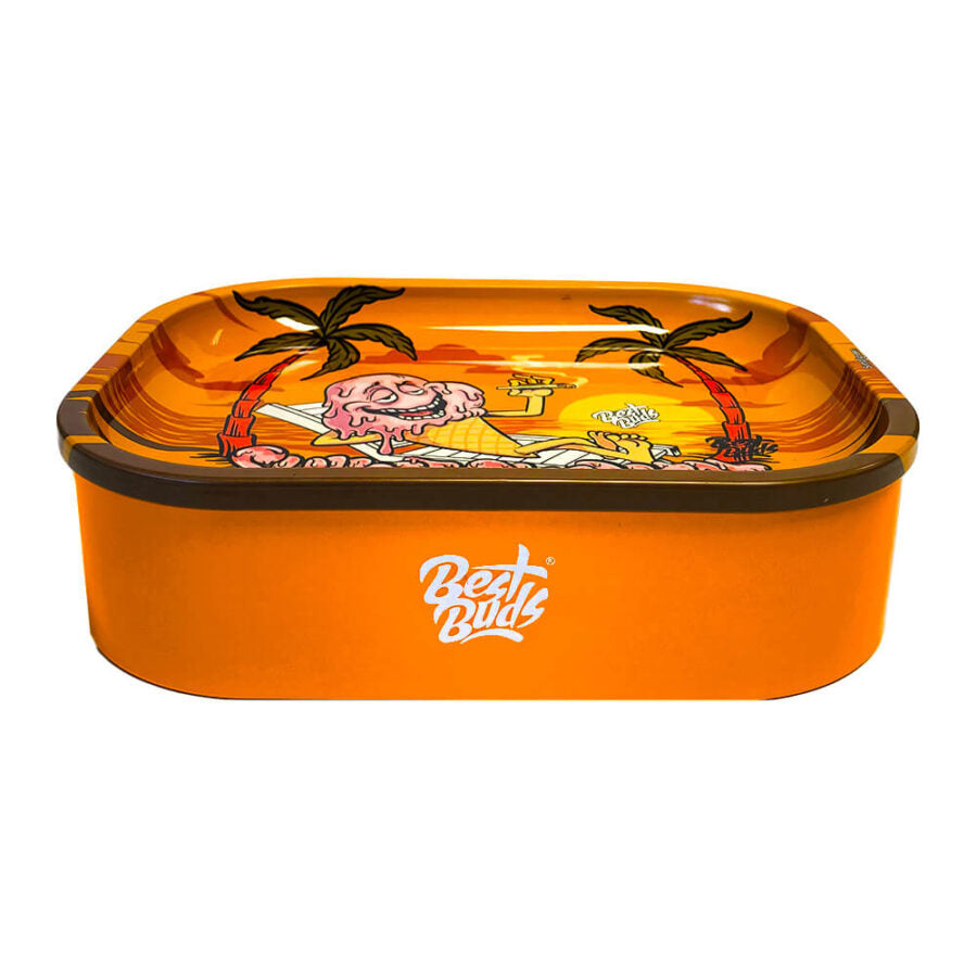 Best Buds Rolling Tray with Storage Box Sunset Sherbet