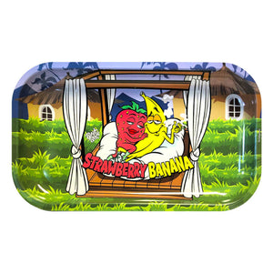 Best Buds Strawberry Banana Metal Rolling Tray Long 16×27 cm
