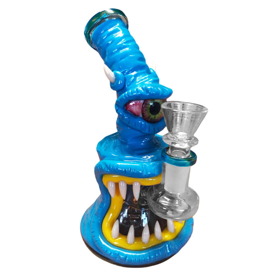 Monster Glass Clay Bong Blue 16 cm