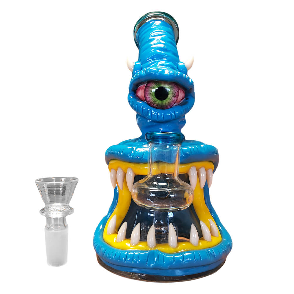 Monster Glass Clay Bong Blue 16 cm