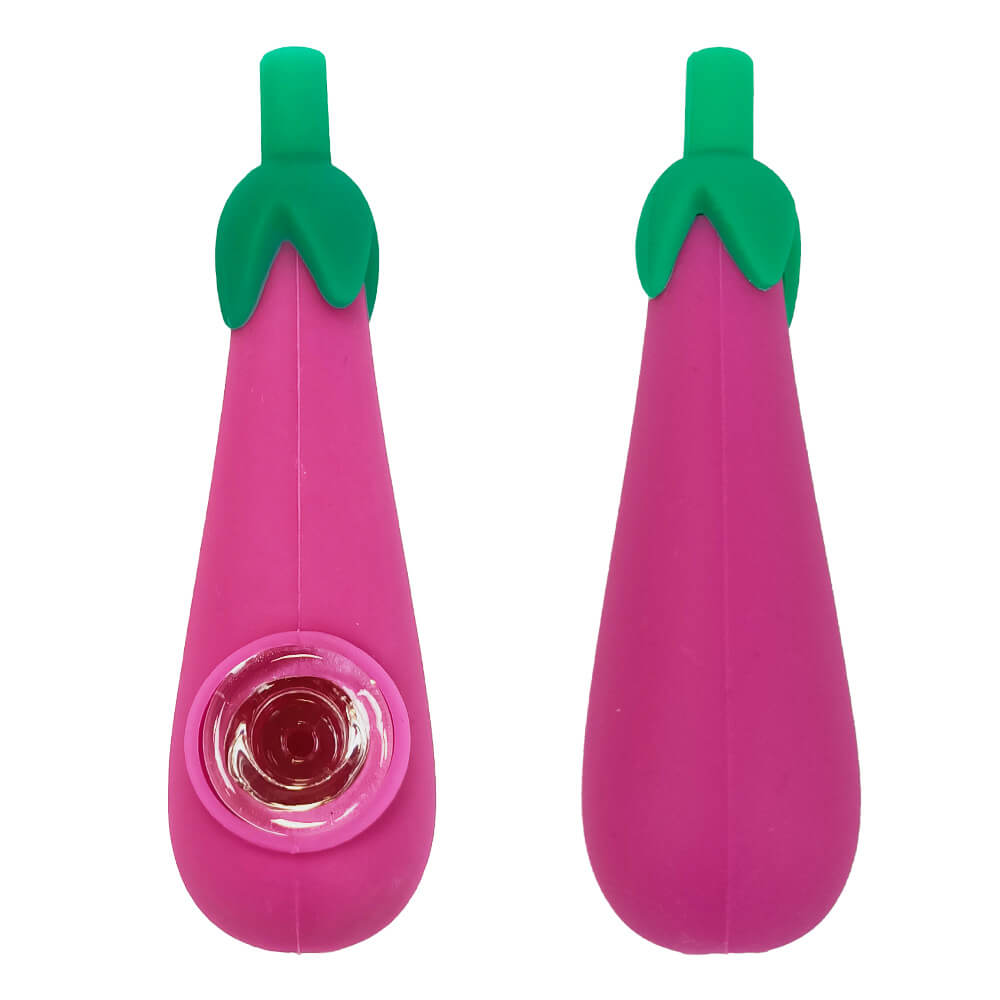 Purple Aubergine Silicone Pipe with Removable Pieces 10cm