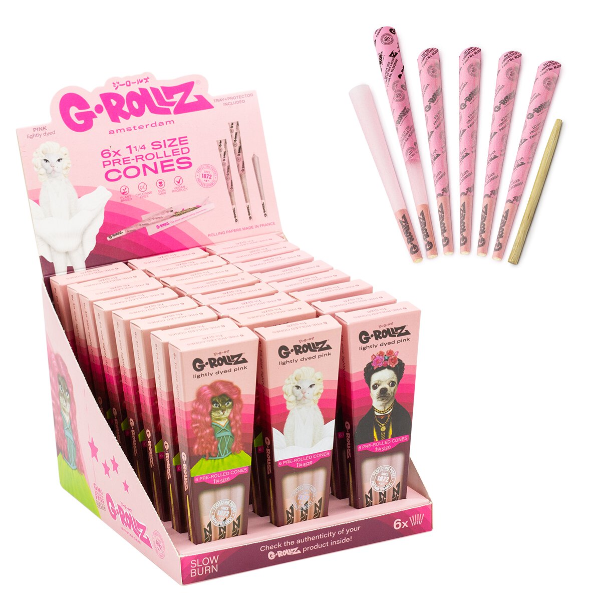 G-ROLLZ | Pets Rock - Lightly Dyed Pink - 6 '1¼' Cones