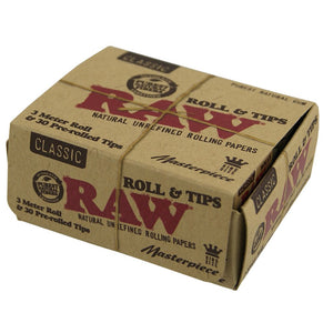 RAW 3 Meter Roll & 30 Pre-rolled Tips