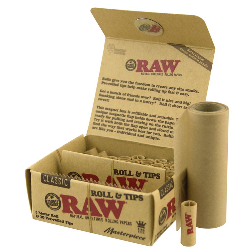 RAW 3 Meter Roll & 30 Pre-rolled Tips