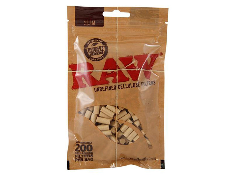 RAW Slim Natural Unrefined Cellulose Filter Tips 200 filters