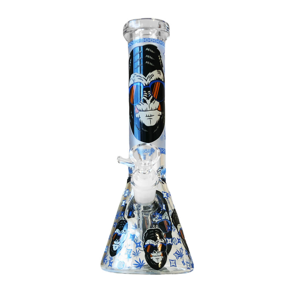 Glow in the Dark Blue Gorilla Triple Thick Glass Bong 25cm