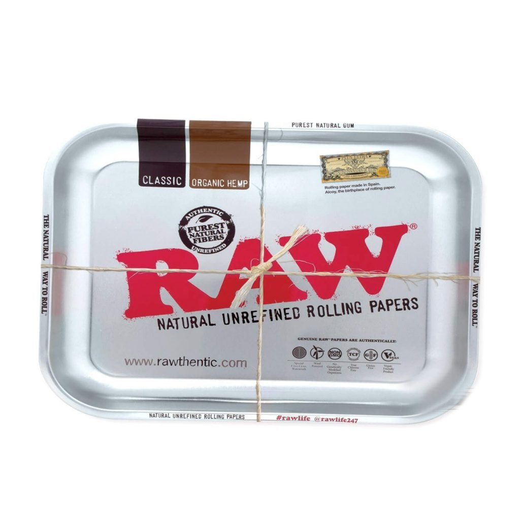 RAW Medium Metal Rolling Tray Silver